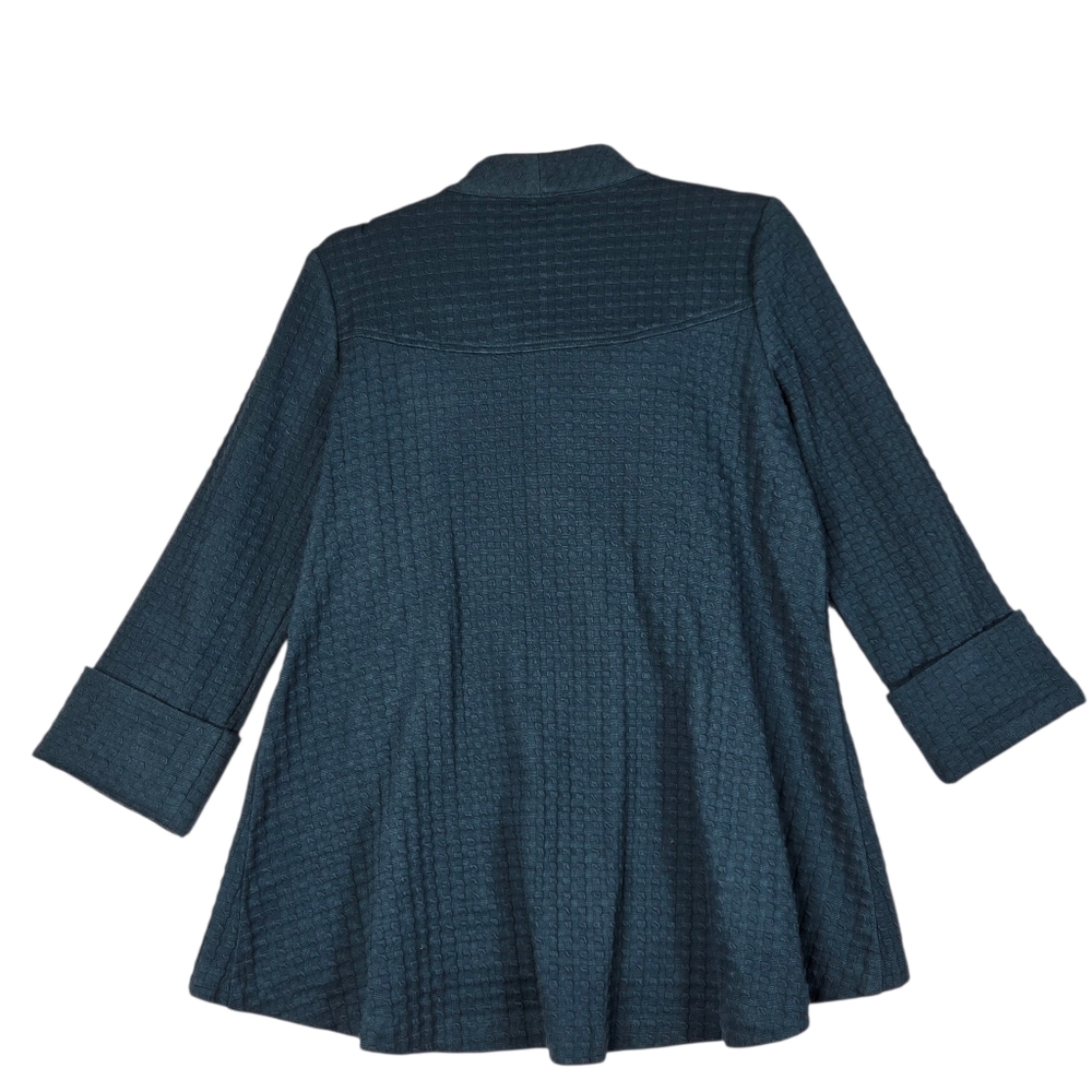 IC by Connie K Size Small Teal Green A-line Textured Knit Blazer Hi Low Hem - Picture 11 of 15